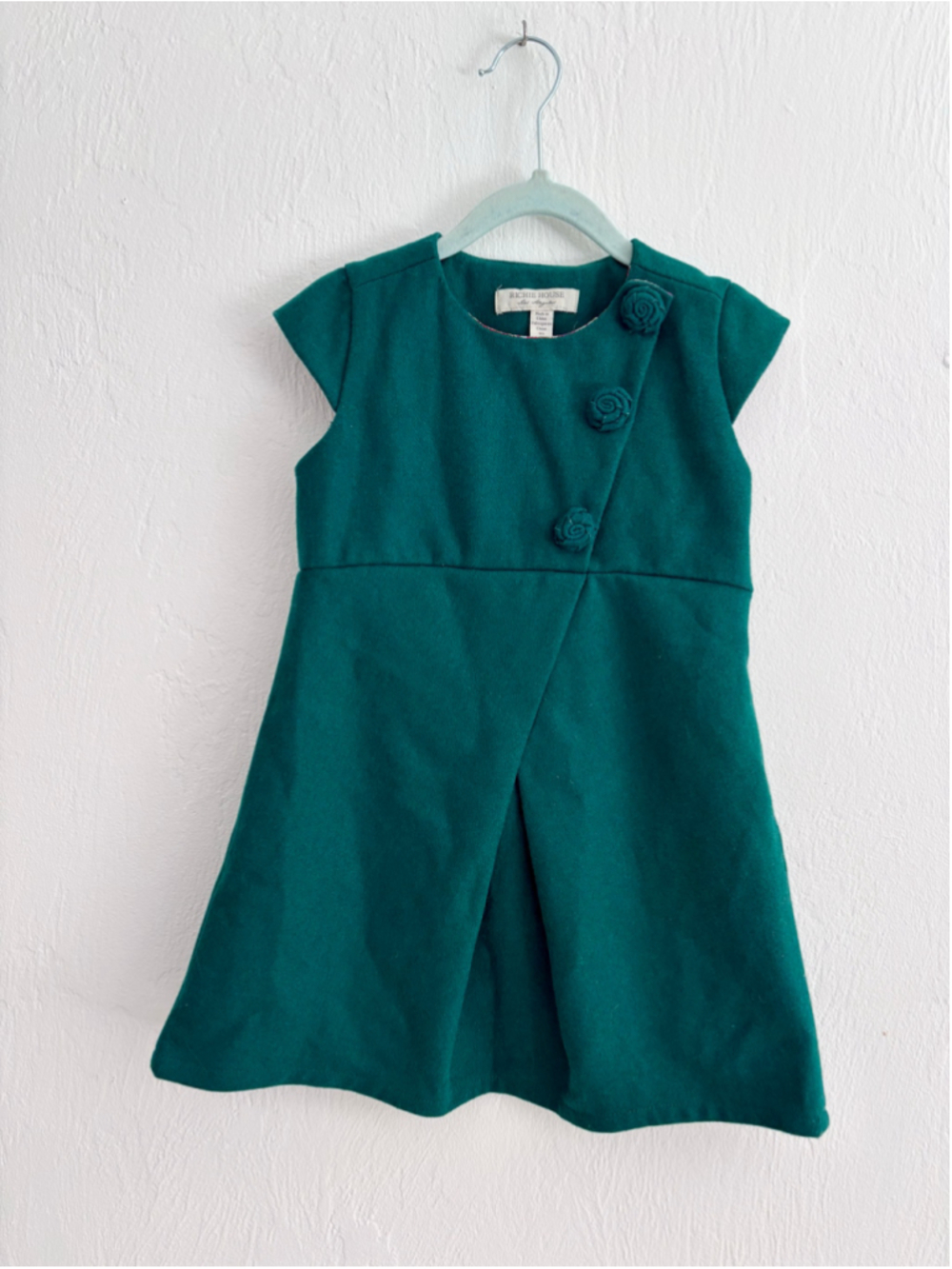 Girls Richie House Green Mini Dress Size 6 Holiday Wool blend Cotton lined